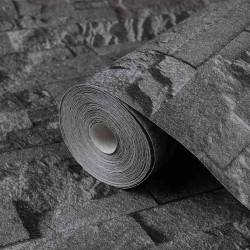 Papier peint en pierre 3D Noir 10 x 0,53 m Tissu non tissé 621039621039