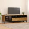 Meuble TV avec porte vitrée FLAM 158x40x50cm bois massif de pin 621040621040