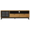 Meuble TV avec porte vitrée FLAM 158x40x50cm bois massif de pin 621040621040