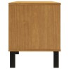 Meuble TV avec porte vitrée FLAM 158x40x50cm bois massif de pin 621040621040