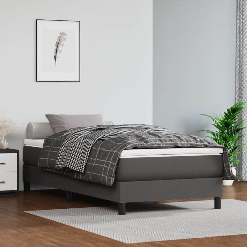 Matelas de lit à ressorts ensachés fermeté moyenne Gris 90x190x20 cm Similicuir 621060621060