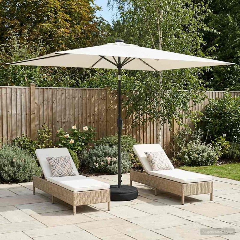 Parasol de jardin avec lumières LED et base 200 x 300 cm 621061621061