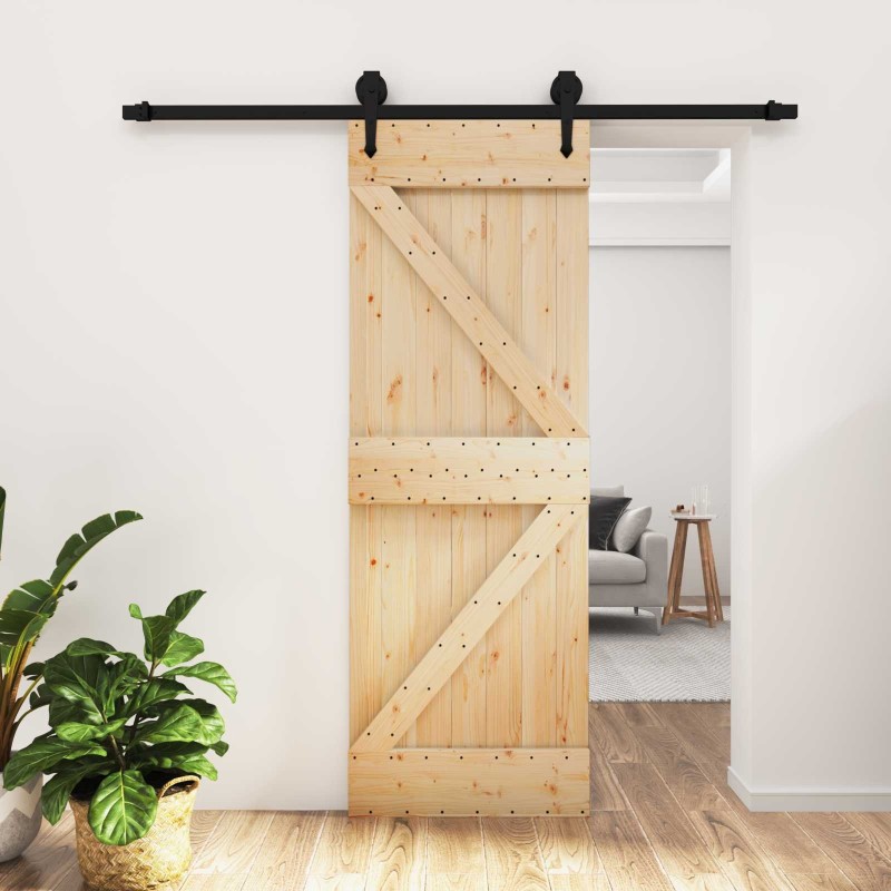 Porte coulissante Naturel et noir 70 x 210 cm 621065621065