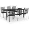 Ensemble à manger de jardin 7 pcs noir verre et acier 621067621067