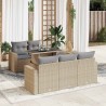 Salon de jardin avec coussins 6 pcs beige résine tressée 621071621071