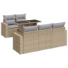 Salon de jardin avec coussins 6 pcs beige résine tressée 621071621071