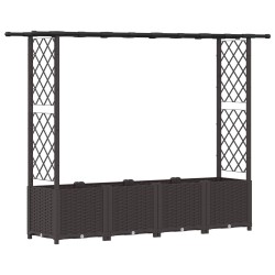 Lit Élevé avec Treillis et Toit Marron 203 x 40 x 136 cm PP 621072621072