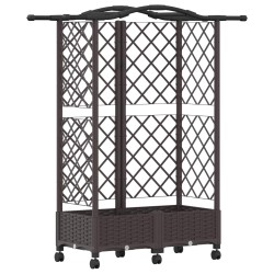 Lit Élevé avec Treillis et Toit Marron 124 x 40 x 129 cm PP 621074621074
