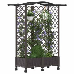 Lit Élevé avec Treillis et Toit Marron 124 x 40 x 129 cm PP 621074621074