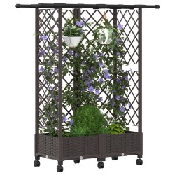 Lit Élevé avec Treillis et Toit Marron 124 x 40 x 127 cm PP 621080621080