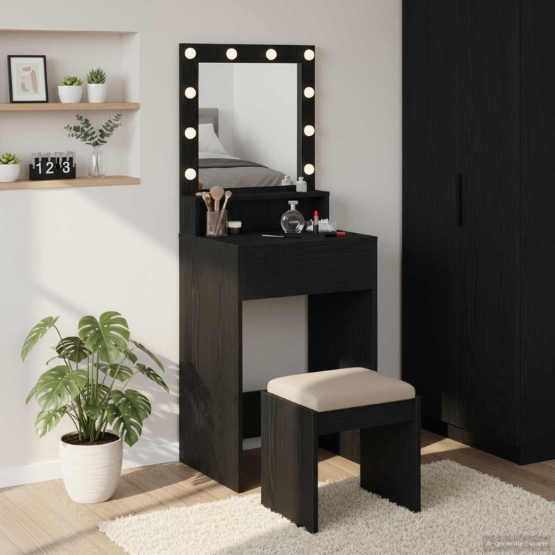 Table de Toilette Chêne noir 50 x 41 x 135 cm Bois d'ingénierie 621085621085
