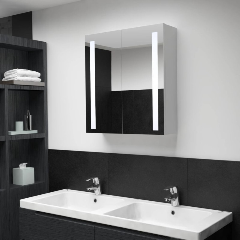 Armoire de salle de bain à miroir LED 60x14x62 cm 621089621089