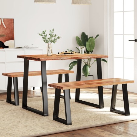 Ensemble à manger 3 pcs avec bord vivant bois massif d'acacia 621090621090