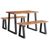 Ensemble à manger 3 pcs avec bord vivant bois massif d'acacia 621090621090
