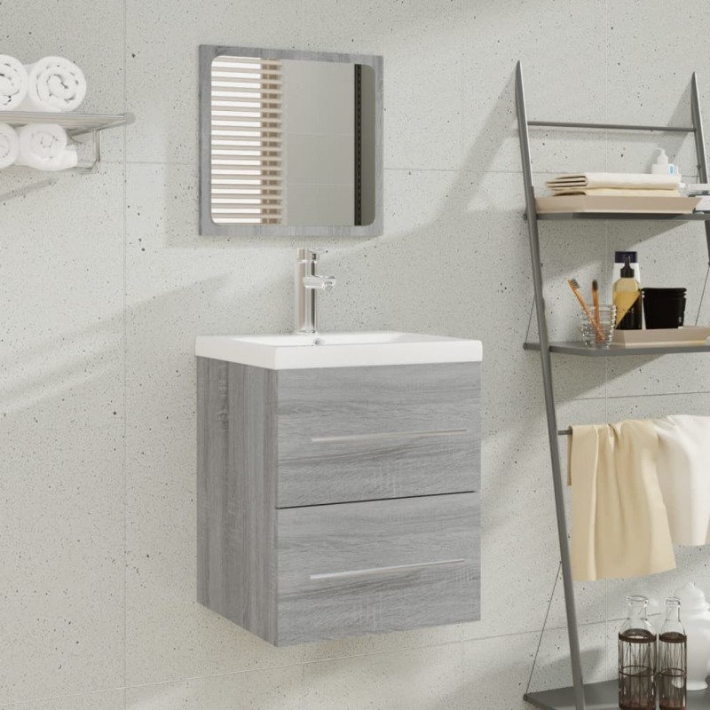 Meuble lavabo avec bassin intégré Sonoma gris Bois d'ingénierie 621099621099