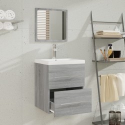 Meuble lavabo avec bassin intégré Sonoma gris Bois d'ingénierie 621099621099