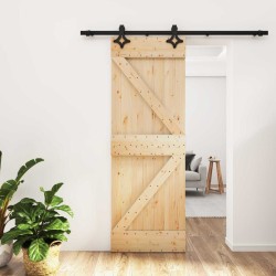Porte coulissante Naturel et noir 70 x 210 cm 621103621103