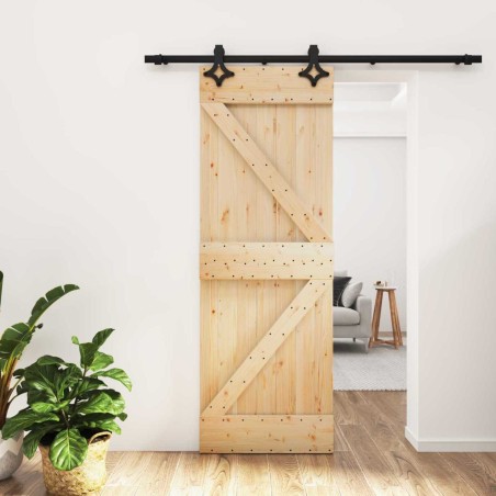 Porte coulissante Naturel et noir 70 x 210 cm 621103621103