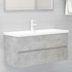 Armoire d'évier avec lavabo intégré Gris béton Aggloméré 621111621111