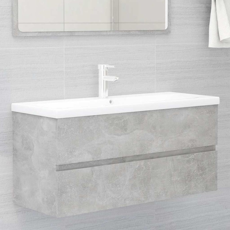 Armoire d'évier avec lavabo intégré Gris béton Aggloméré 621111621111