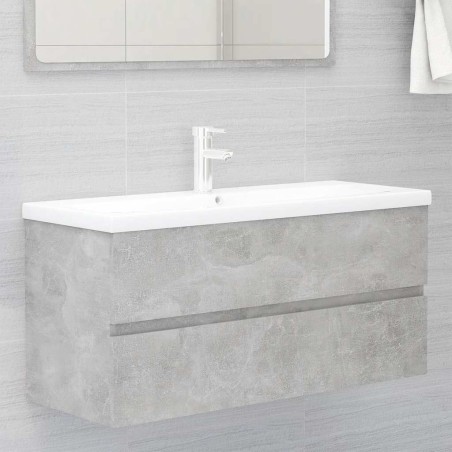 Armoire d'évier avec lavabo intégré Gris béton Aggloméré 621111621111