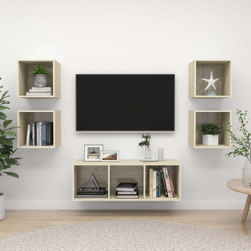 Ensemble de meubles TV 5 pcs Chêne sonoma Bois d'ingénierie 621121621121