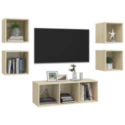 Ensemble de meubles TV 5 pcs Chêne sonoma Bois d'ingénierie 621121621121