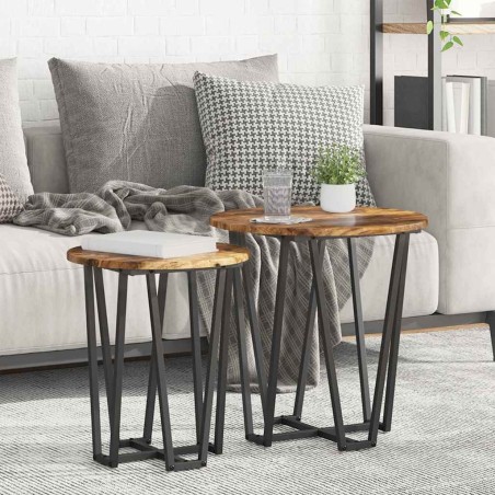 Ensemble de tables d'appoint 2 pcs Chêne fumé et noir 621124621124