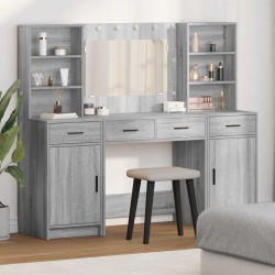 Ensemble de table de maquillage avec LED 3 pcs Gris Sonoma 621127621127