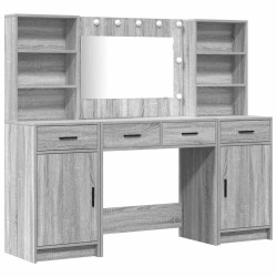 Ensemble de table de maquillage avec LED 3 pcs Gris Sonoma 621127621127