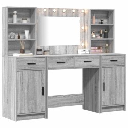 Ensemble de table de maquillage avec LED 3 pcs Gris Sonoma 621127621127