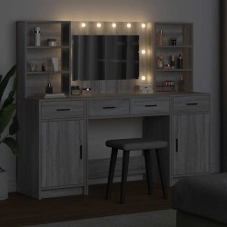 Ensemble de table de maquillage avec LED 3 pcs Gris Sonoma 621127621127