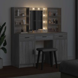 Ensemble de table de maquillage avec LED 3 pcs Gris Sonoma 621139621139