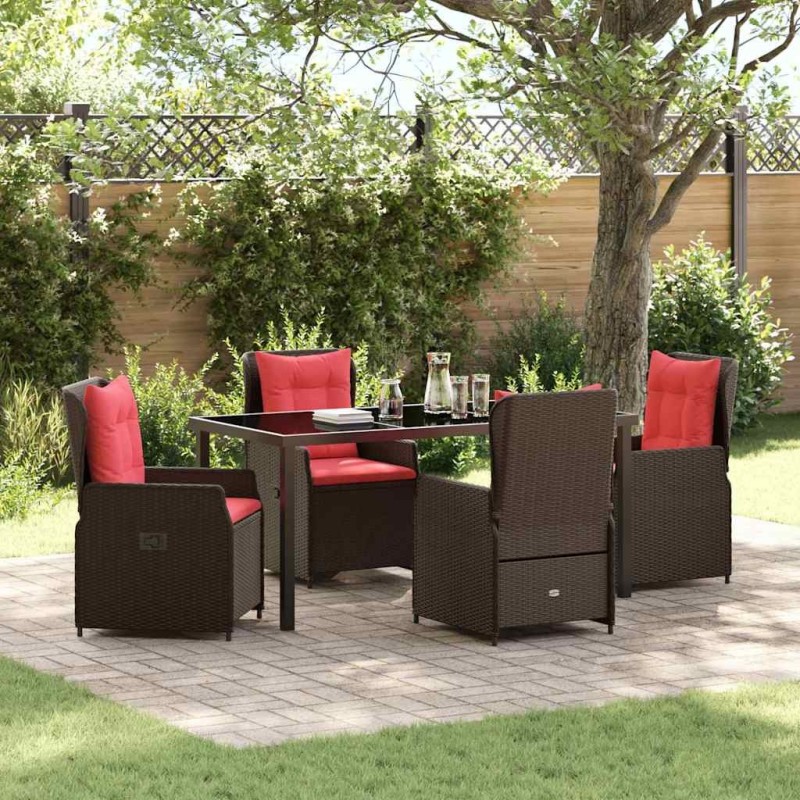 Ensemble de salle à manger pour jardin 5 pcs Marron Poly rotin 621141621141