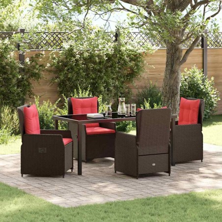 Ensemble de salle à manger pour jardin 5 pcs Marron Poly rotin 621141621141