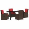 Ensemble de salle à manger pour jardin 5 pcs Marron Poly rotin 621141621141