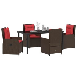 Ensemble de salle à manger pour jardin 5 pcs Marron Poly rotin 621141621141