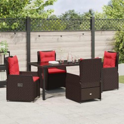Ensemble de salle à manger pour jardin 5 pcs Marron Poly rotin 621141621141