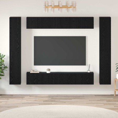 Ensemble meuble TV 10 pcs Chêne noir Bois d'ingénierie 621144621144