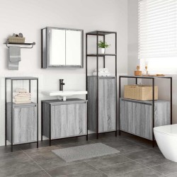 Ensemble de mobilier de salle de bain 5 pcs Gris Sonoma et noir 621146621146