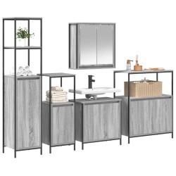 Ensemble de mobilier de salle de bain 5 pcs Gris Sonoma et noir 621146621146