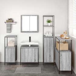Ensemble de mobilier de salle de bain 5 pcs Gris Sonoma et noir 621146621146