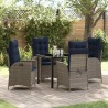 Ensemble de salle à manger pour jardin 5 pcs Gris et Noir Rotin 621147621147