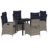 Ensemble de salle à manger pour jardin 5 pcs Gris et Noir Rotin 621147621147
