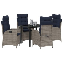 Ensemble de salle à manger pour jardin 5 pcs Gris et Noir Rotin 621147621147