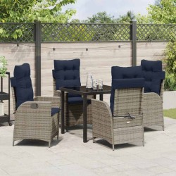 Ensemble de salle à manger pour jardin 5 pcs Gris et Noir Rotin 621147621147