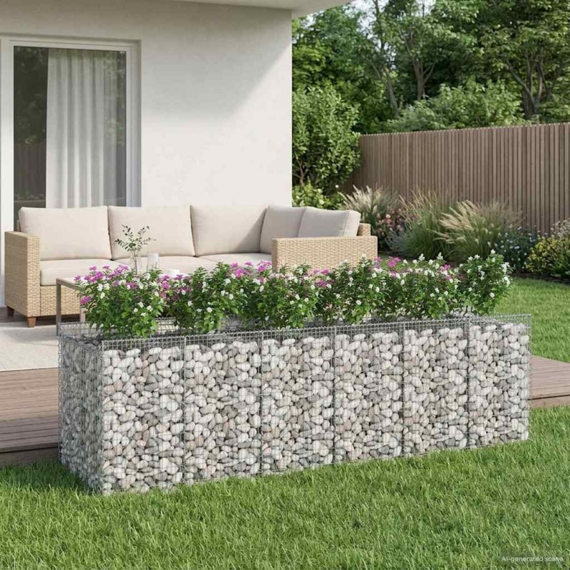 Lit surélevé gabion 3 pcs Argenté 621148621148