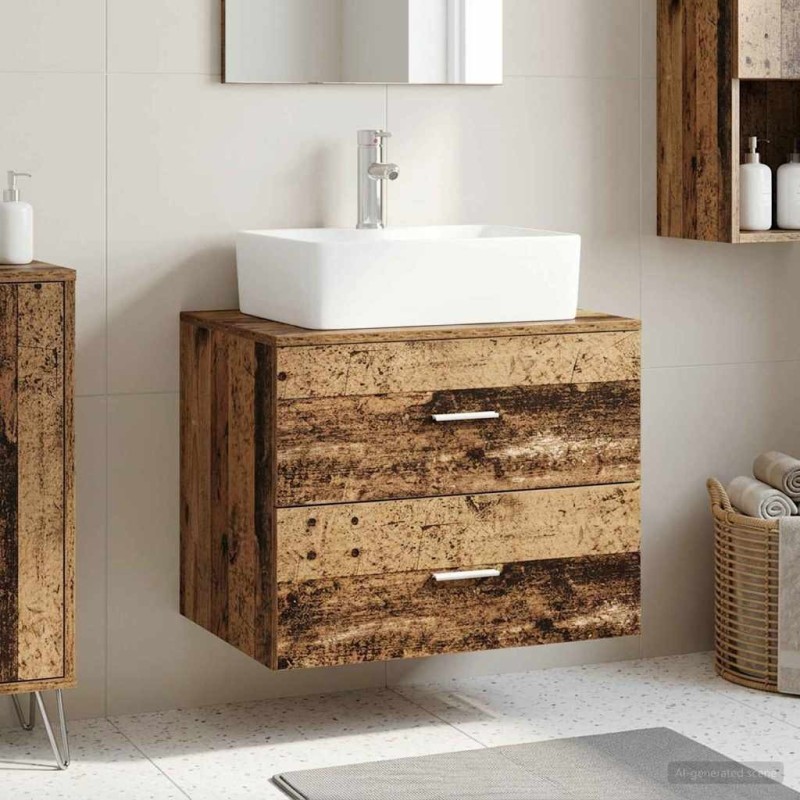 Meuble de Salle de Bain Suspendu Bois ancien 621159621159