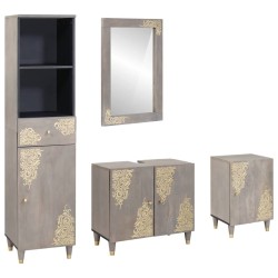 Ensemble de Meubles de Salle de Bain avec tiroir 4 pcs Gris 621161621161