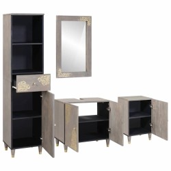 Ensemble de Meubles de Salle de Bain avec tiroir 4 pcs Gris 621161621161